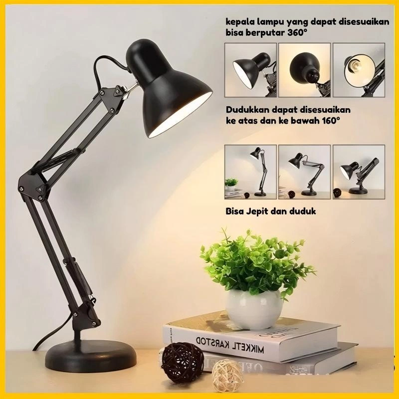 Rumah Fitting Hitam Lampu Baca Arsitek Meja Belajar Kerja Duduk Jepit