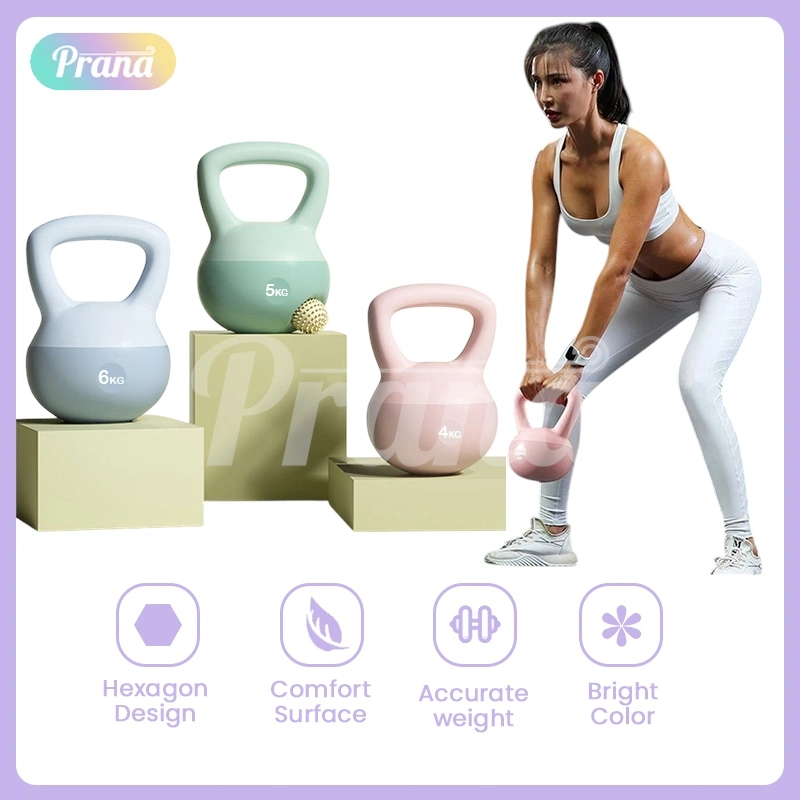 PRANA Soft Kettlebells 4kg 5 kg 6 kg Alat Latihan Beban | Peralatan Kebugaran Rumah | Neoprene Kettlebell | Barbel | Yoga Squat Dumbbell PN-FBB5135 - PN-FBB5137