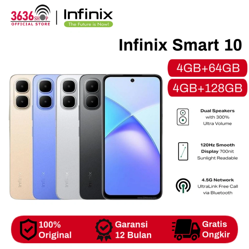 Infinix Smart 10 [4GB+64GB] [4GB+128GB] Disply 6.67 inches - 5000mAh - Garansi resmi 12 Bulan