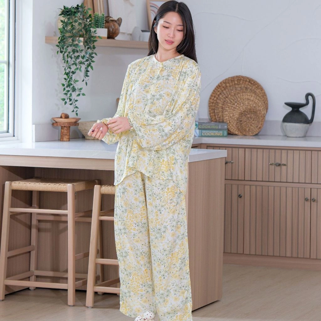 AURAE - GEA | Setelan Tidur Rayon Celana Panjang Busui Kancing Depan