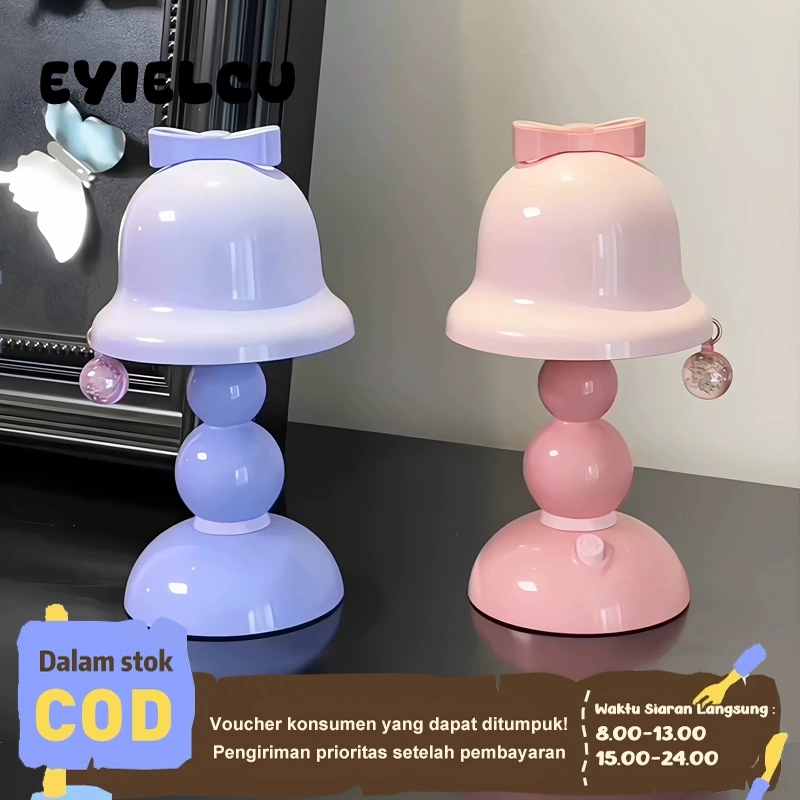 Eyre Lampu Tidur Lonceng Lucu - Warna Pastel Manis, Dekorasi Meja Kartun & Lampu Malam Unik