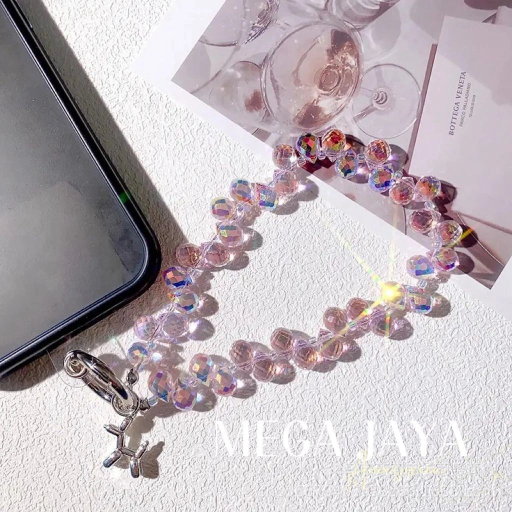 MJ - NEW Phone Strap kristal Pendek Mewah Buatan Tangan tali gantungan ponsel kristal dengan manik-manik Tali hp warna-warni