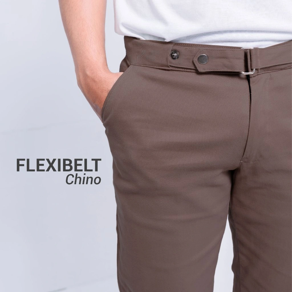 BROGUY Celana Chino Pria Panjang Flexibelt Slimfit Stretch - Camel