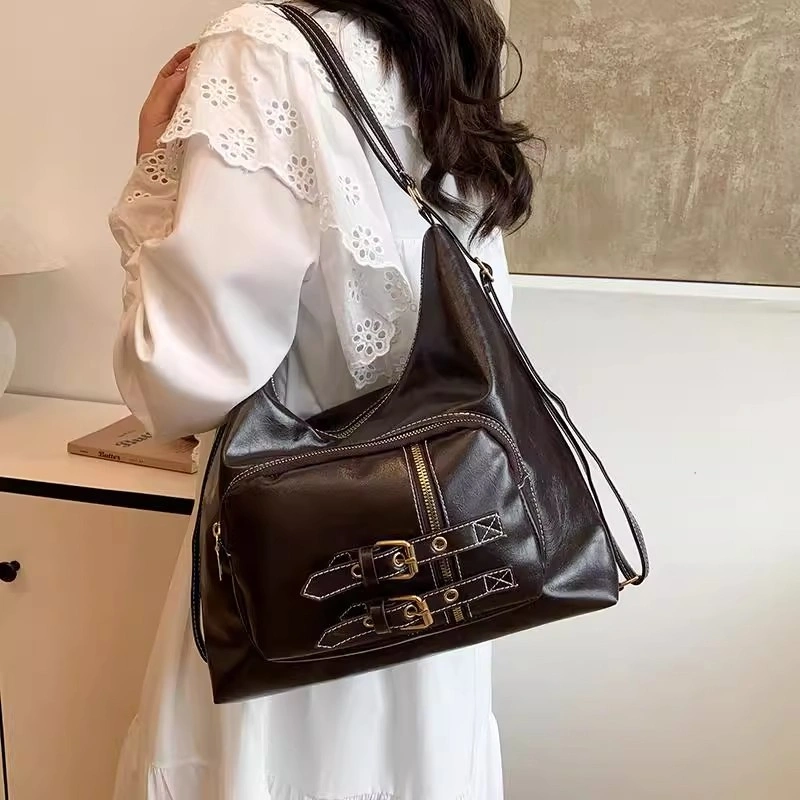 Ready Tas Bahu Kulit Wanita Tas Tote Tas Bahu, Tas Samping Multifungsi Kulit PU Portabel, Tas Bahu Tahan Air