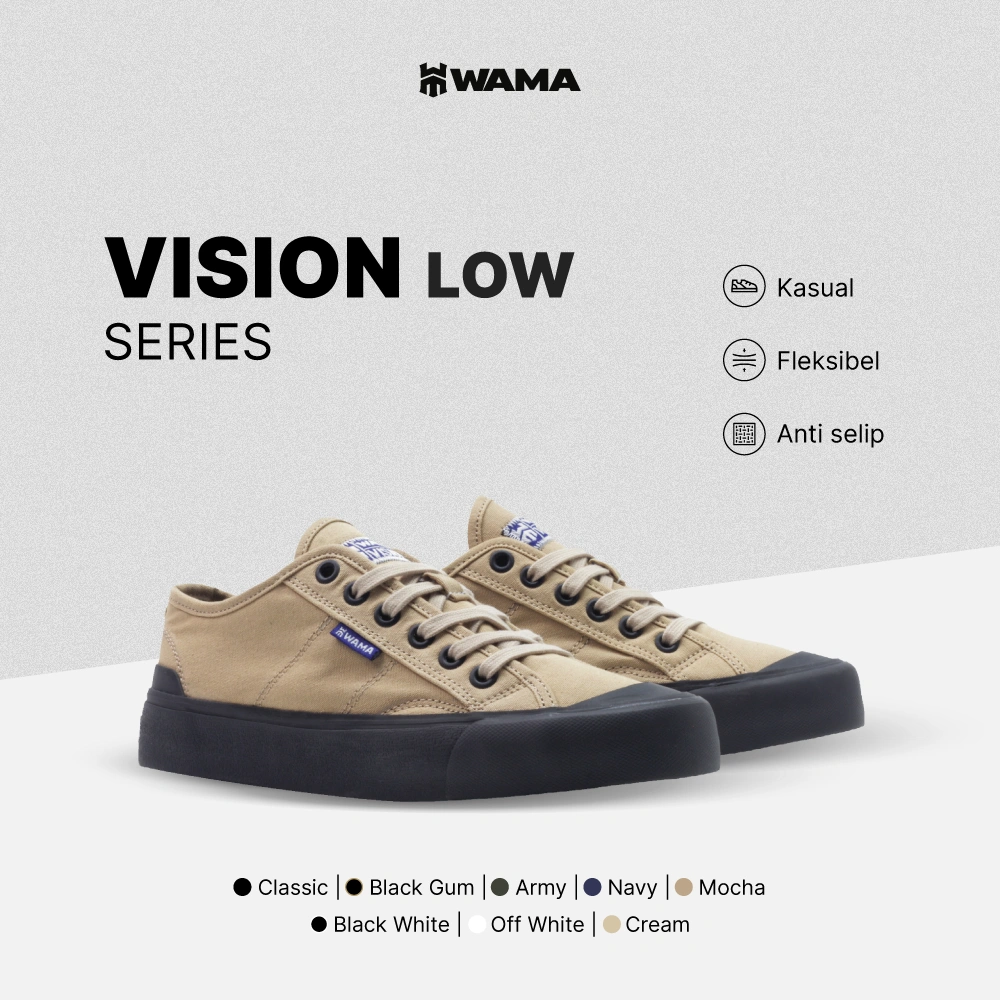 WAMA - Vision Low Mocha | Sneakers Casual - Sepatu Sneakers Casual Pria Mocha Brand Lokal Vulcanized
