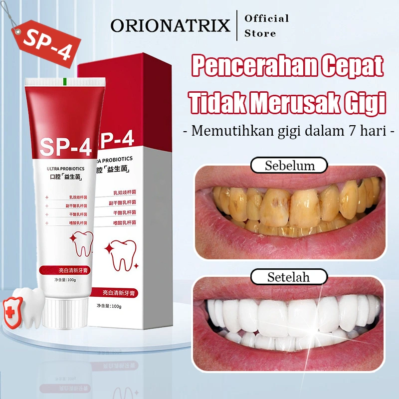 Orionatrix Pasta Gigi Karang Gigi Perontok Pasta Gigi Sp 4 Probiotik Odol Pemutih Gigi Dan Karang Gigi Dan Bau Mulut Whitening Toothpaste Sp4 Pemutih Gigi Kuning Permanen Cepat