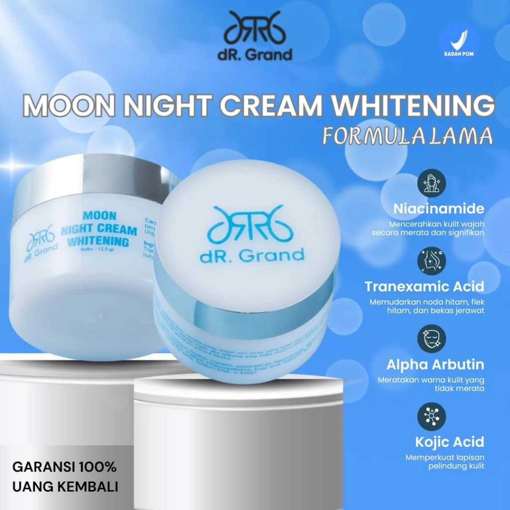 [ BPOM ] Moon Night Cream by dR. Grand Krim Malam Mencerahkan Melembapkan Anti-Penuaan