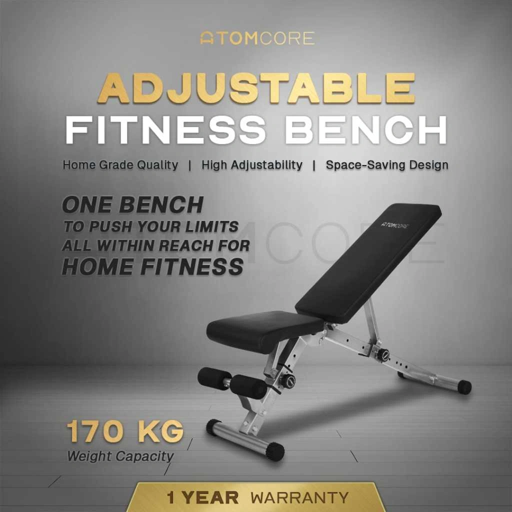 Atomcore Adjustable Sit Up Incline Decline Gym Fitness Bench Press