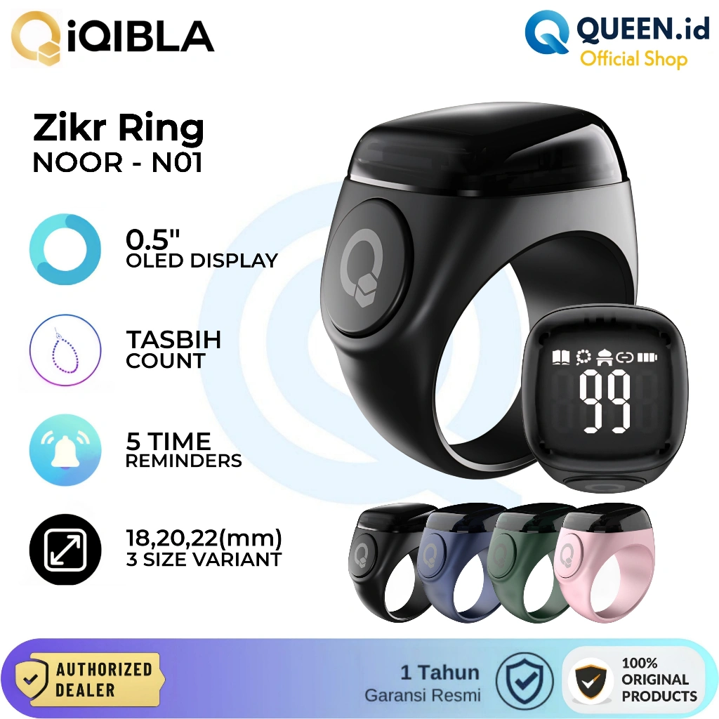 iQibla N01 NOOR Zikr Smart Ring Cincin Tasbih Digital OLED Tasbih Counter Penghitung