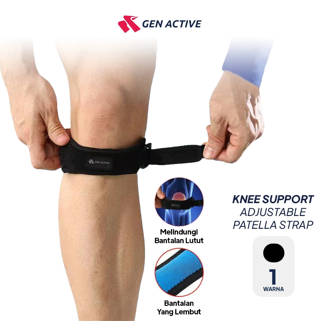 Gen Active Pelindung Bantalan Lutut Olahraga Tali Knee Support Brace Wrap Strap Pelindung Lutut