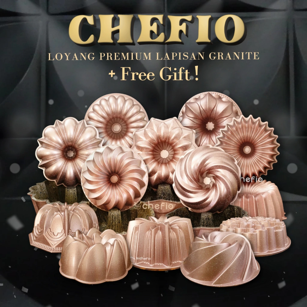 Chefio Loyang Premium Lapisan Granite Loyang Sultan Butter Cake Anti Lengket