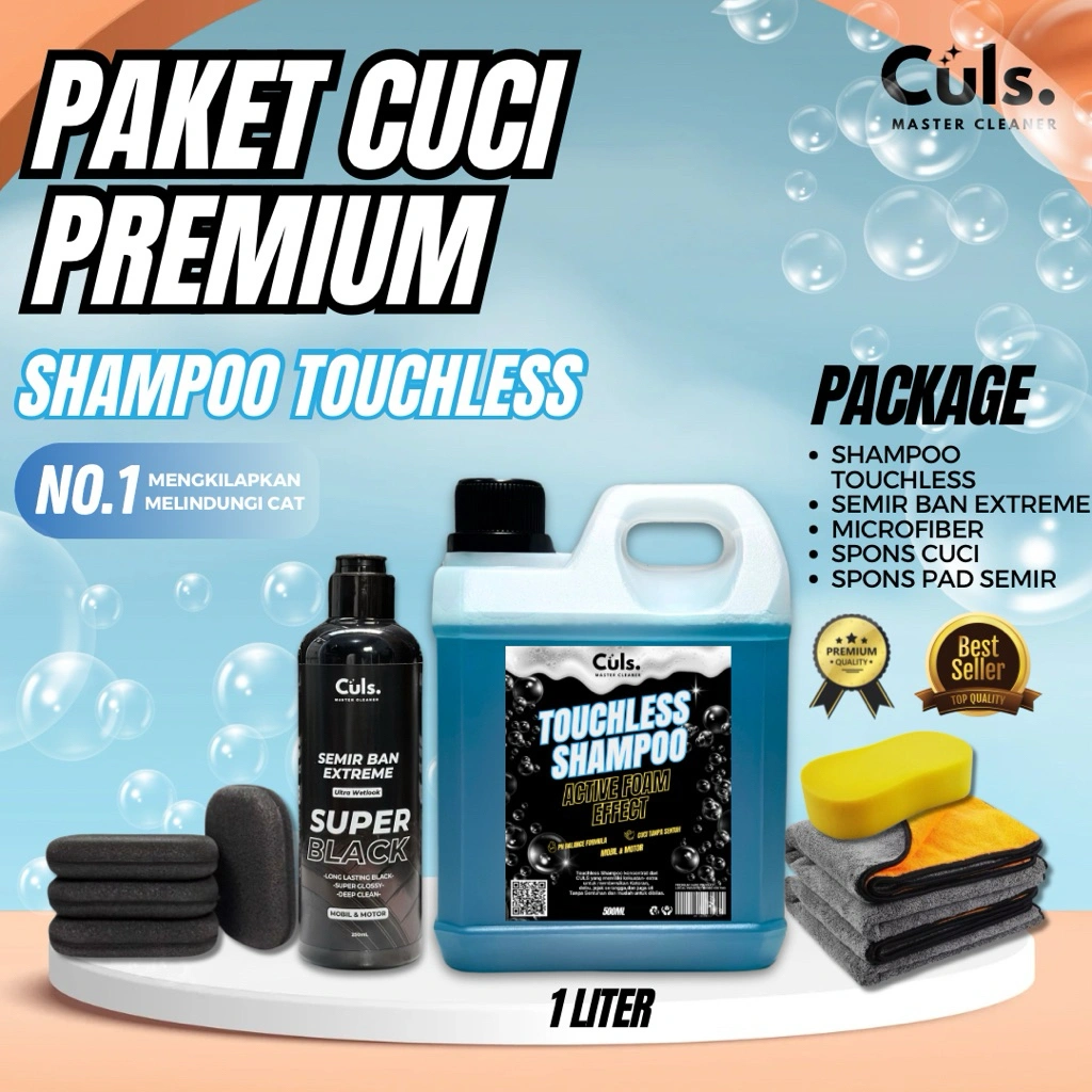 Culs Paket Cuci Mobil PREMIUM Shampoo Touchless 1 Liter Dan Semir