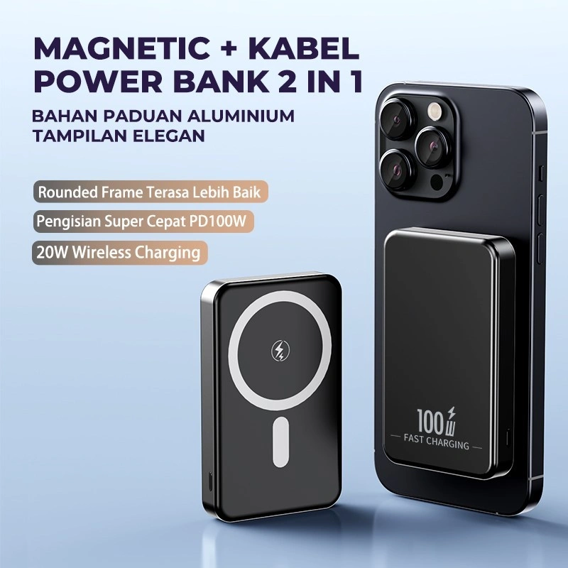 SKCBO 100W Wireless Magnetic Fast Charging Dengan Kapasitas 20.000mAh, Cocok Untuk Wireless Charging iOS/HuaWei/MI/Oppo/Vivo