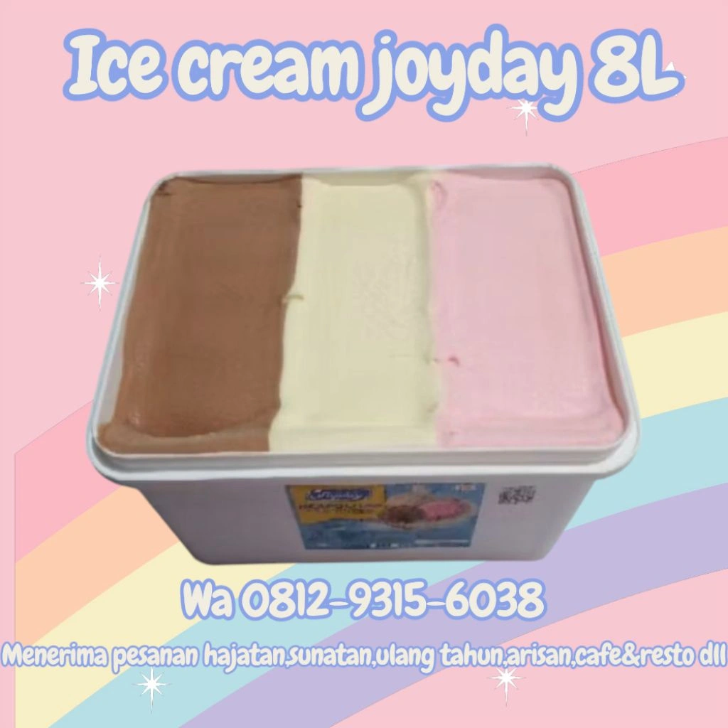 ice cream joyday neopolitan 8liter eskrim 8 liter ice cream bucket 8l ice cream mix 3 rasa