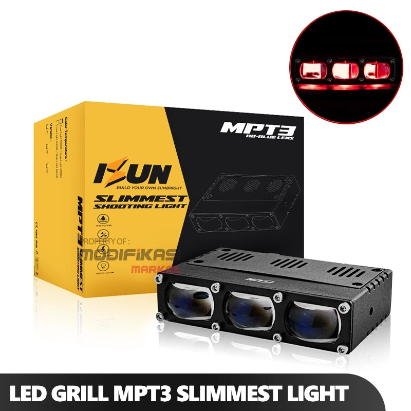 Lampu LED Sorot Laser Gun Lampu Tembak Grill Mobil Super Slim ISUN MPT3 60 Wattage Blue Lens DC9-60V