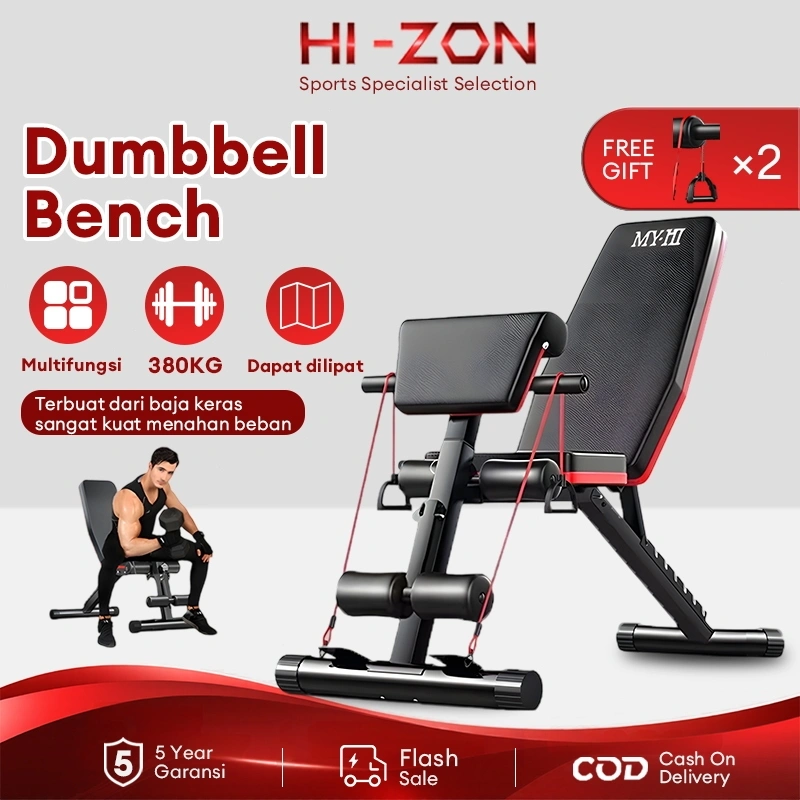 Sit Up Bench Fitness | Dumbell Stool | Dapat disesuaikan, dapat dilipat | Unisex