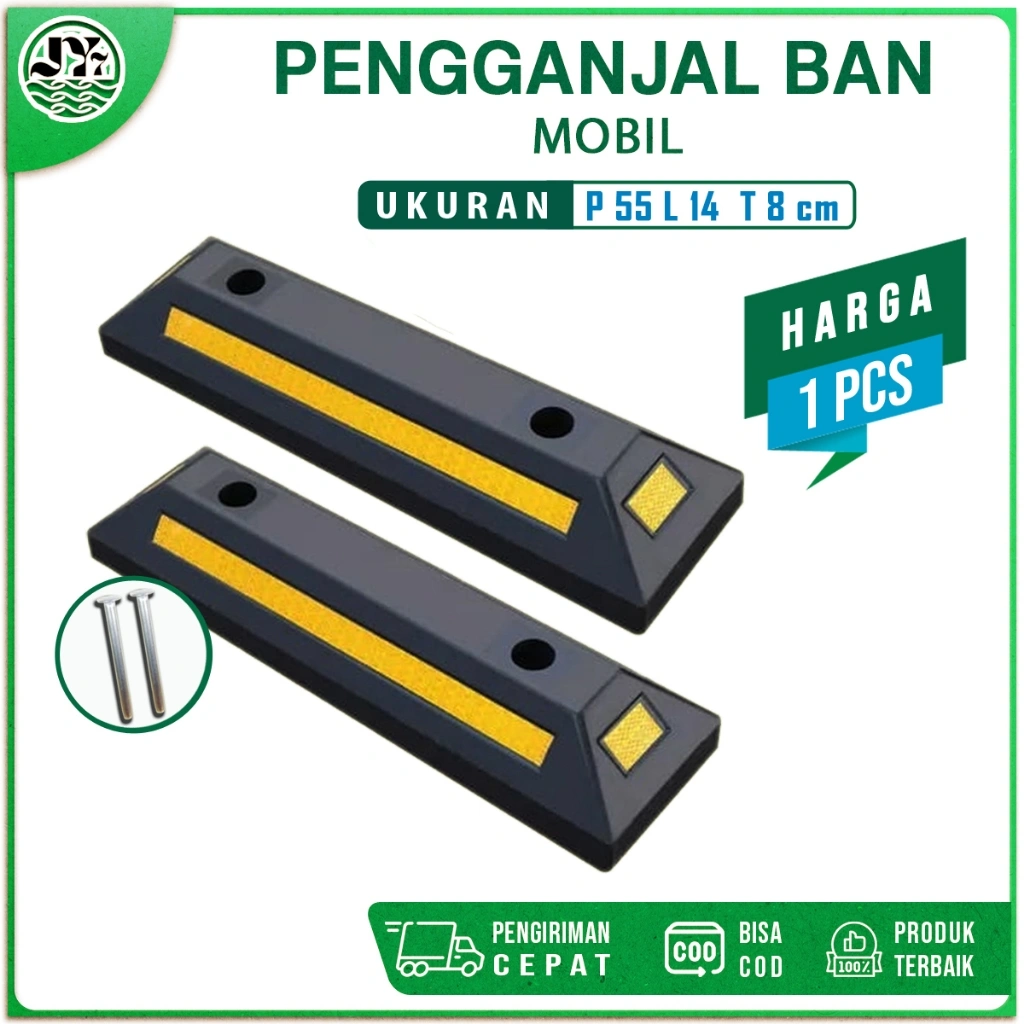 PENGGANJAL BAN MOBIL RUBBER STOPPER WHEEL STOPPER KARET ANTI GESER BATAS PARKIR COD & GRATIS ONGKIR