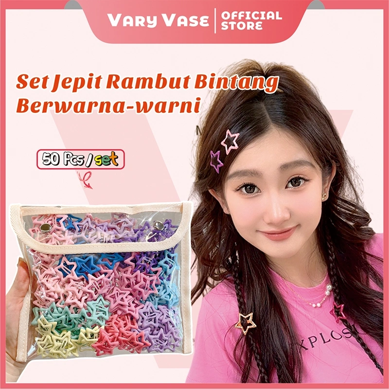 Vary Vase Jepit Rambut Bintang Dopamin 50Pcs/Tas Klip Rambut Gaya Panas Selebriti Internet Klip Rambut Po / Jepit Rambut Bintang