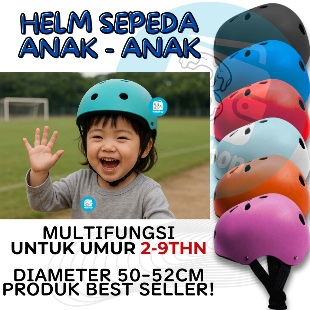 Helm Sepeda Anak Skateboarding Climbing Rafting Sepatu Roda BMX Kids Hadiah Anak Pelindung Kepala