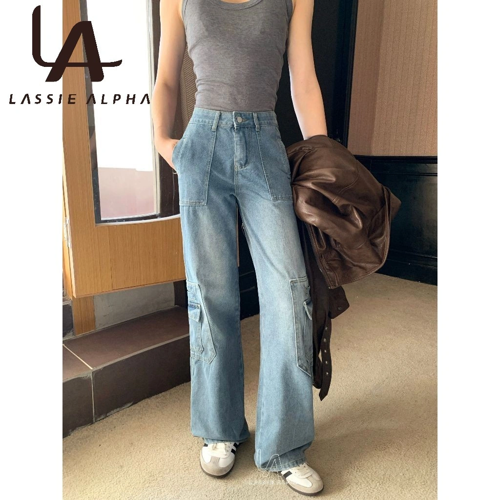 Lassie Alpha J61 ready stok Celana Panjang Highwaist Kulot Jeans Wanita  Celana Jeans boyfriend Jeans wanita cargo pants jeans HW Celana panjang boyfriend jeans kulot celana kargo wanita high waist jeans lurus Celana panjang kasual jeans