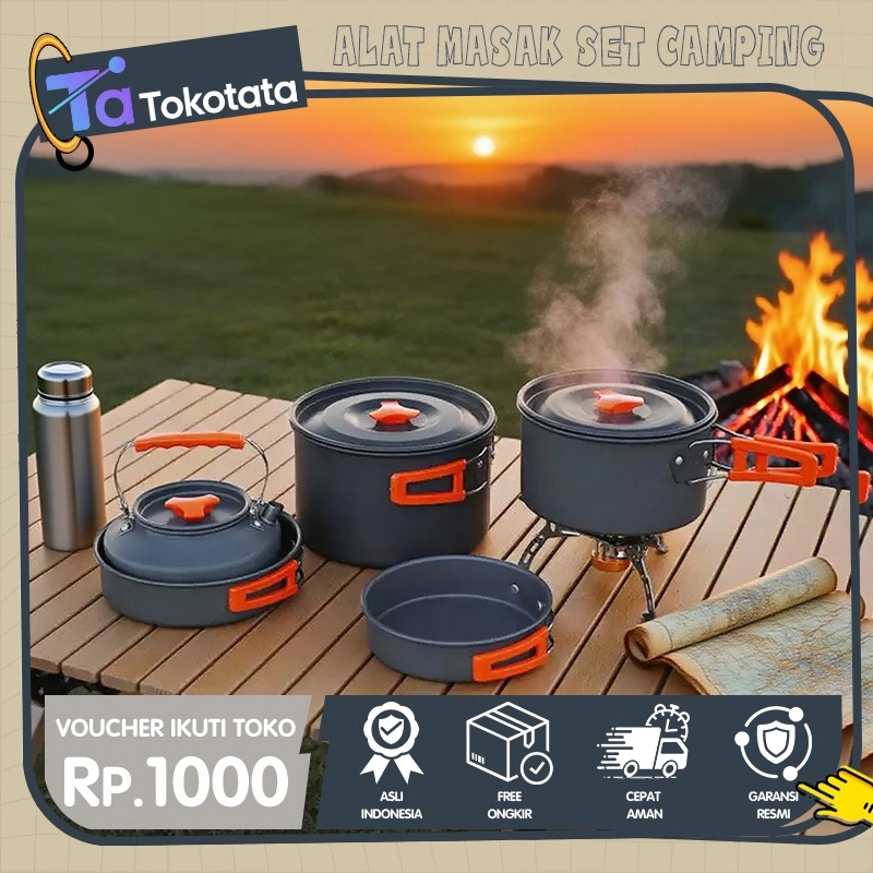 Tokotata Alat Masak Set Camping Mini Kemah Rekreasi Paket Cooking Set Kemping Praktis Portable