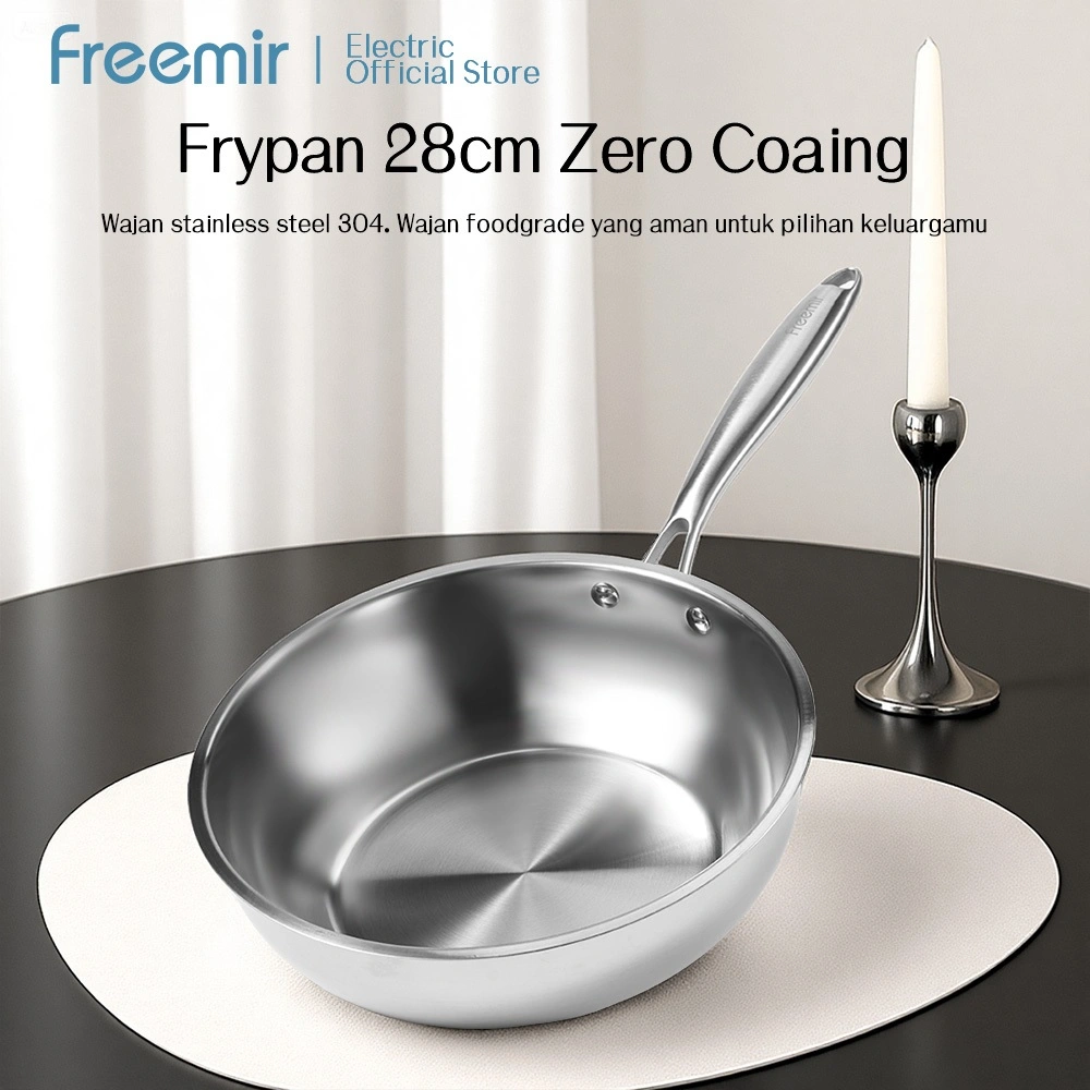 freemir electric Wajan Penggorengan 20 / 24 / 28 cm Stainless Steel SUS 304 Zero Coating Anti Lengket