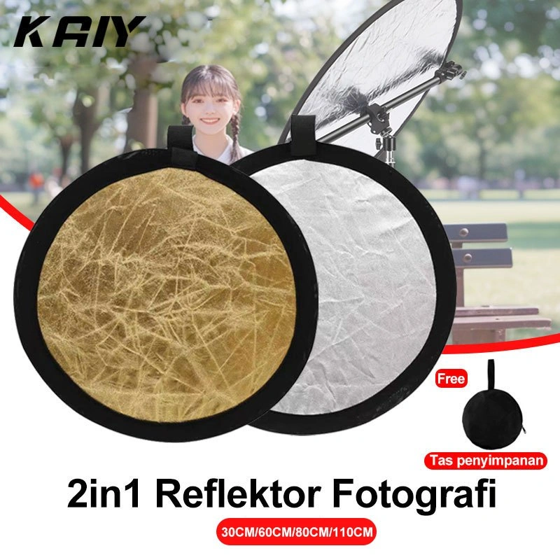 Portabel 2in1 Reflector Fotografi 30cm Studio Foto Reflector Warna Silver Gold