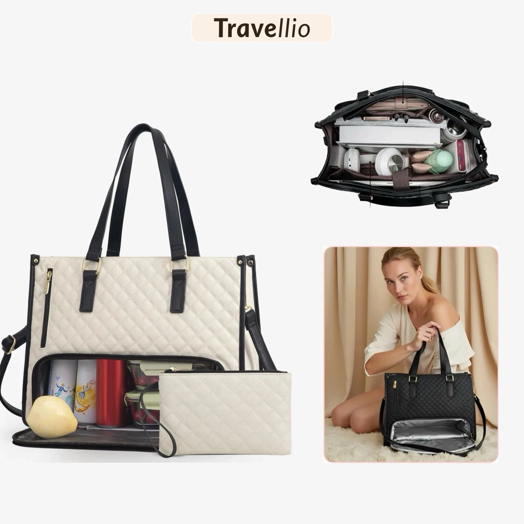 Travellio Work Bag - 3in1 Lunch Tote Bag (Free Pouch Wallet)