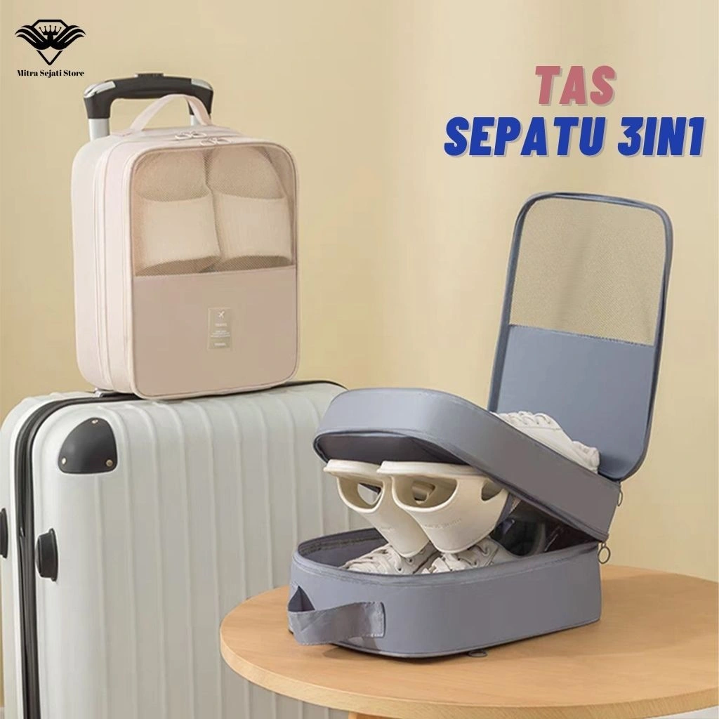 Tas Penyimpanan Sepatu dan Sendal 3in1 HighQuality Waterproof Bahan Oxford Uk 30x23x13.5 cm - TEE