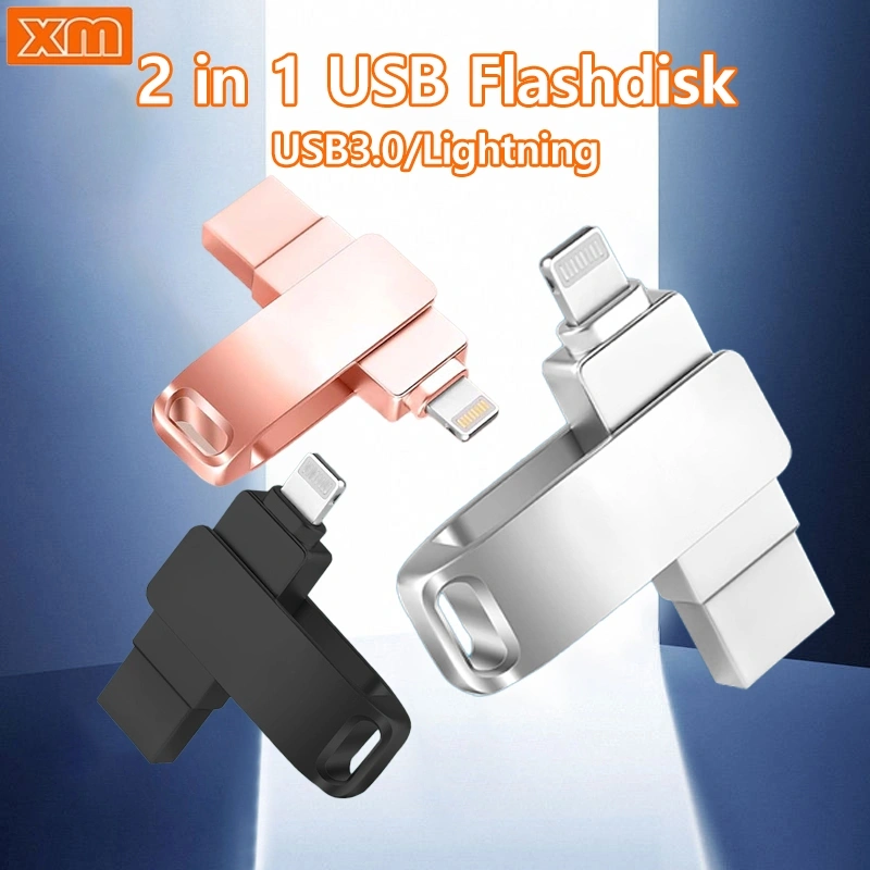 XM U201 1TB 2-in-1 OTG Flashdisk: Kompatibel dengan iOS, iPad, iPhone & PC - Pen Drive Silver USB 3.0 Terlaris