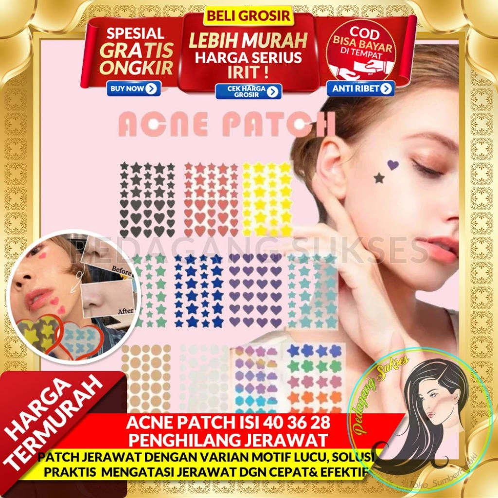 [BANYAK VARIAN] ACNE PATCH ISI 40 36 28 Penghilang Jerawat Acnes Spot Care Plester Jerawat Acne Treatment 28 36 40 buah stiker jerawat Star/Heart Pimple Patch Love Star Bintang Bulat
