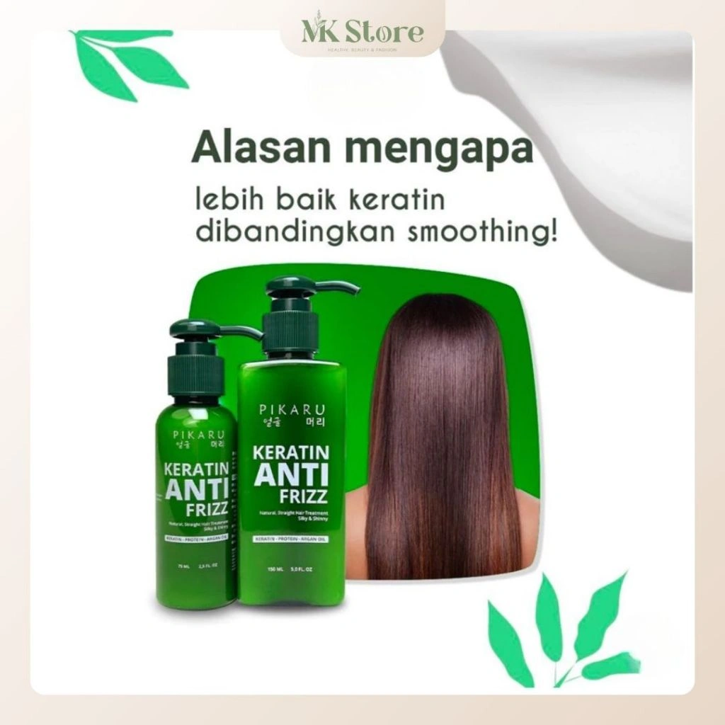 PIKARU KERATIN TREATMENT ANTI FRIZZ (kemasan baru) 100% ASLI - perawatan rambut kering