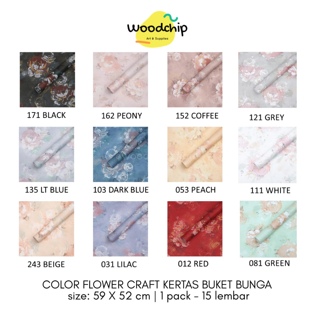 [LEMBARAN] COLOR FLOWER CRAFT PAPER | ECER | KERTAS BUKET BUNGA - KERTAS KADO - WRAPPING PAPER