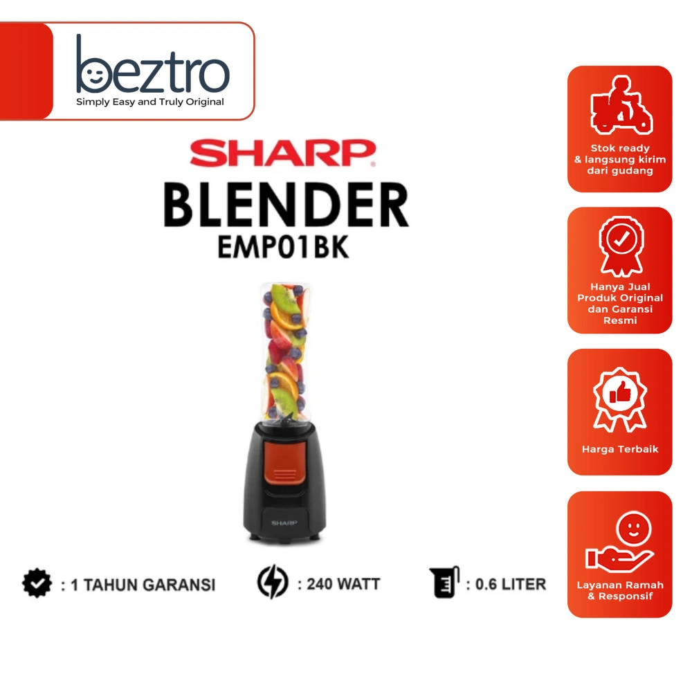 Sharp Personal Hand Blender EM-P01-BK 0.6 Liter 240 Watt EMP01BK