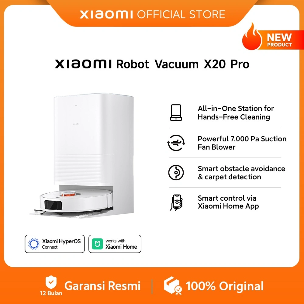 Xiaomi Robot Vacuum X20 Pro & X20+ |  All-in-One Station for Hands-Free Cleaning | Powerful 7000 Pa Suction Fan Blower | Smart obstacle avoidance & carpet detection | Smart control via Xiaomi Home App [Official Store]