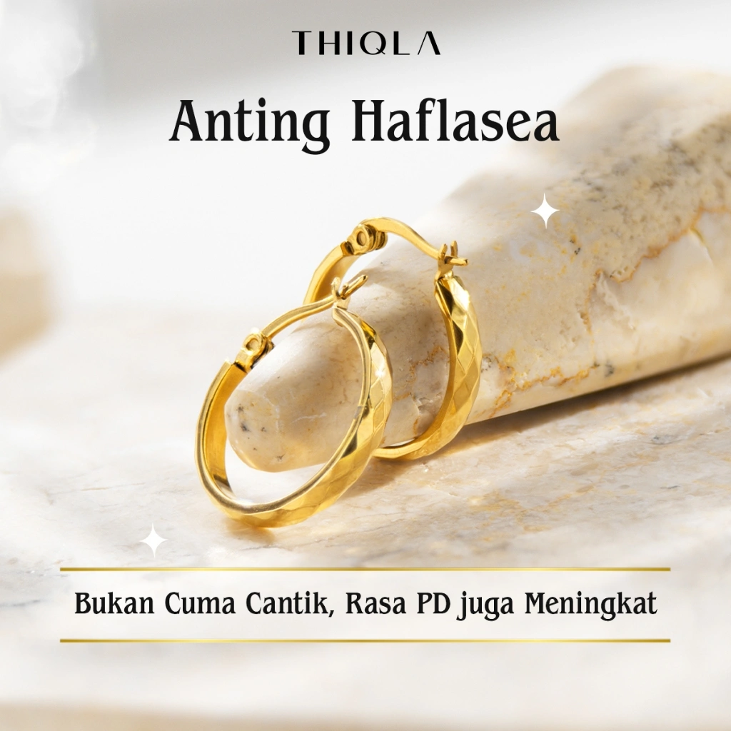 THIQLA - Anting Korean Style Haflasea - Anting Wanita Jepit Dilapisi Emas Asli 18K - Garansi SEUMUR HIDUP Anting Anti Karat, Anti Hitam - Aksesoris Perhiasan Stainless Steel 316L: Bahan Hypoallergenic - Bukan Anting Titanium