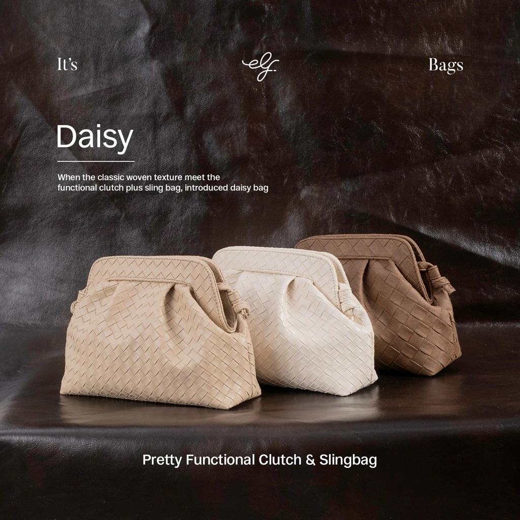 Its Elf Daisy Clutch Sling bag Tas Kondangan Elegan Anyaman