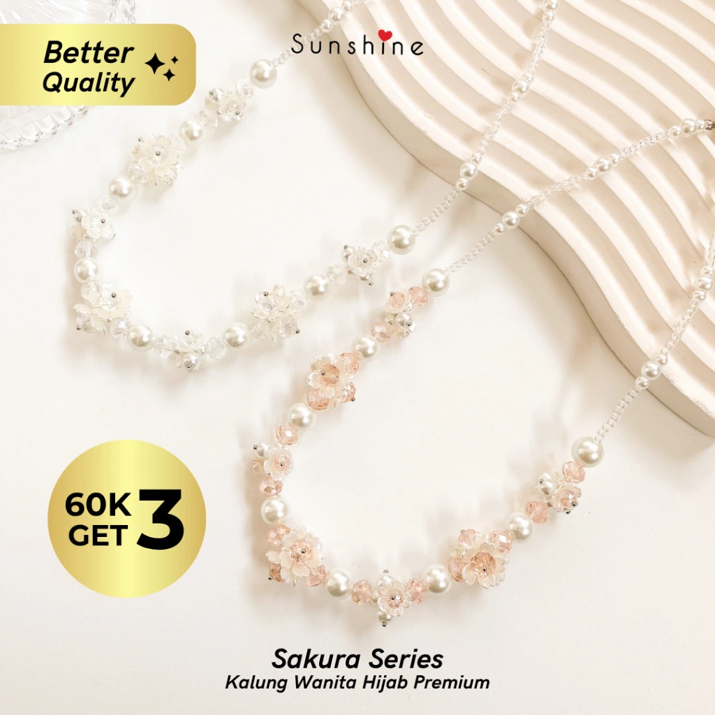 Sunshinelove - Kalung Mutiara Kristal Hijab Handmade Flower Pearl Crystal Necklace