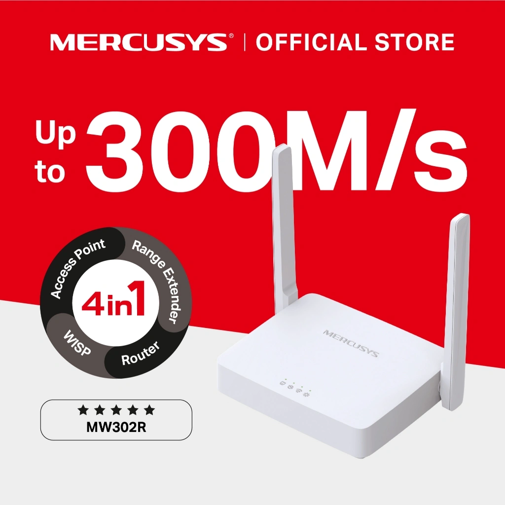 Mercusys | MW302R | Router Wi-Fi 300Mbps | 2.4Ghz | Wireless Access Point | Repeater | IPTV | IPv6
