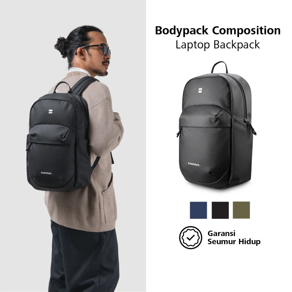 Bodypack Composition Laptop Backpack 15 Inch Tas Ransel Kerja Kuliah Sekolah Durable Tahan Air 17 L