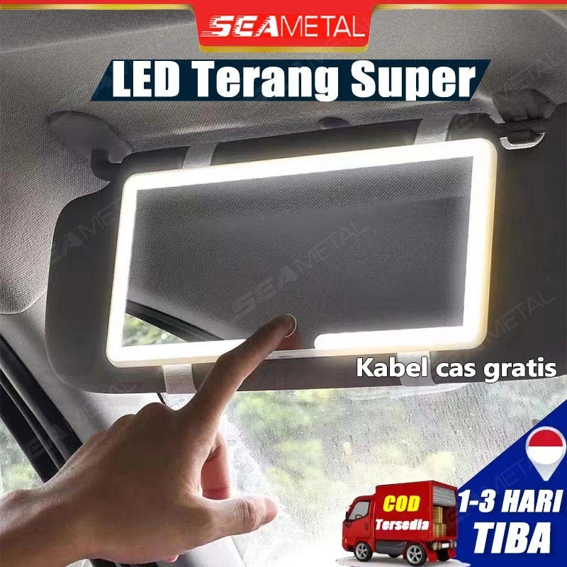 SEAMETAL Cermin Makeup Dengan Lampu Mobil Led Layar Sentuh Dapat Disesuaikan Untuk Sun Visor Mobil