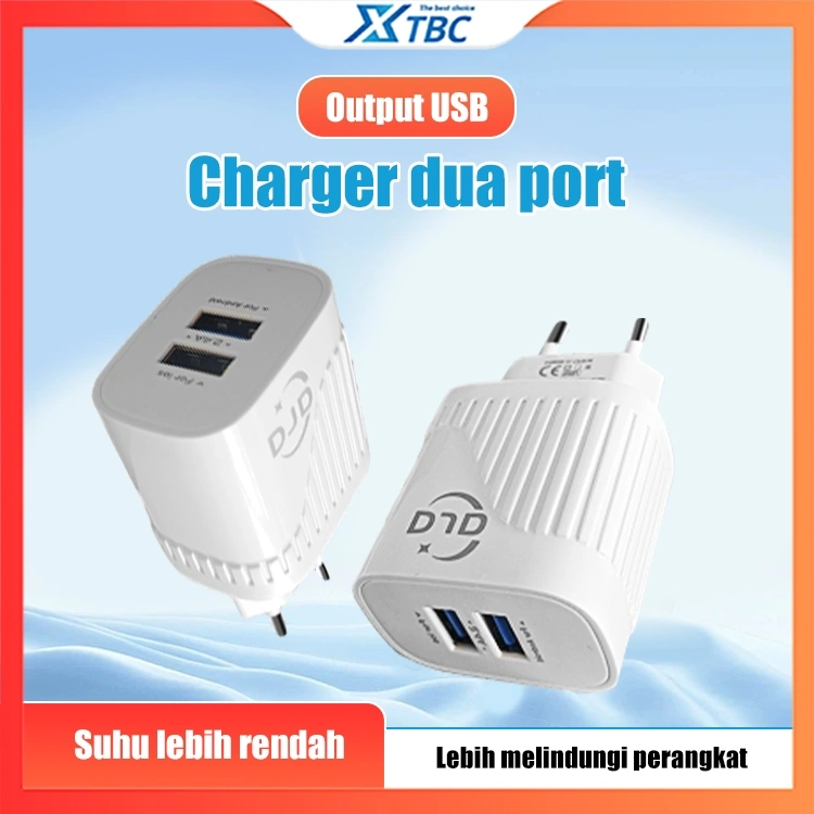 XTBC Adaptor Charger Fast 12W 2 Port USB 2.4A Smart Charger Cepat Batok Charger 2 Port USB 2.4A Fast Charging Adaptor Charger Universal Untuk iPhone Android Tablet HP Smartphone Rumah Kantor Perjalanan Mobil Travel Powerbank USB Charger