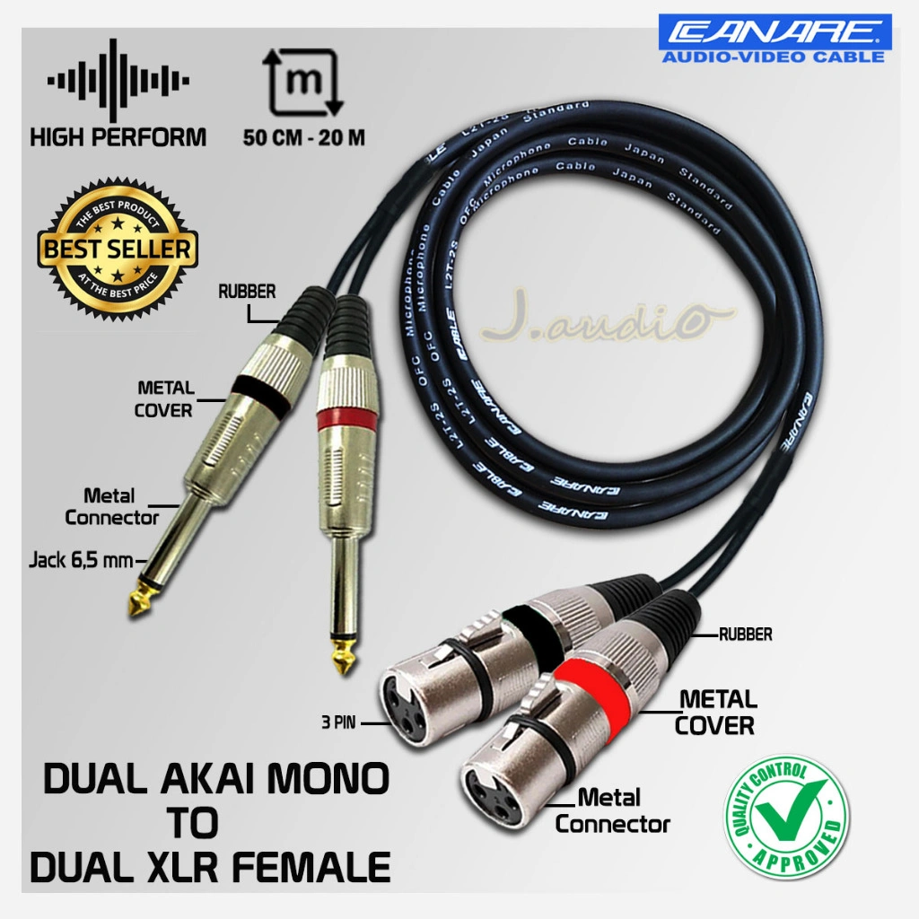 JAPAN STANDARD - Kabel Audio/kabel Power 2x Akai Mono To 2x XLR Female  - JUAN AUDIO
