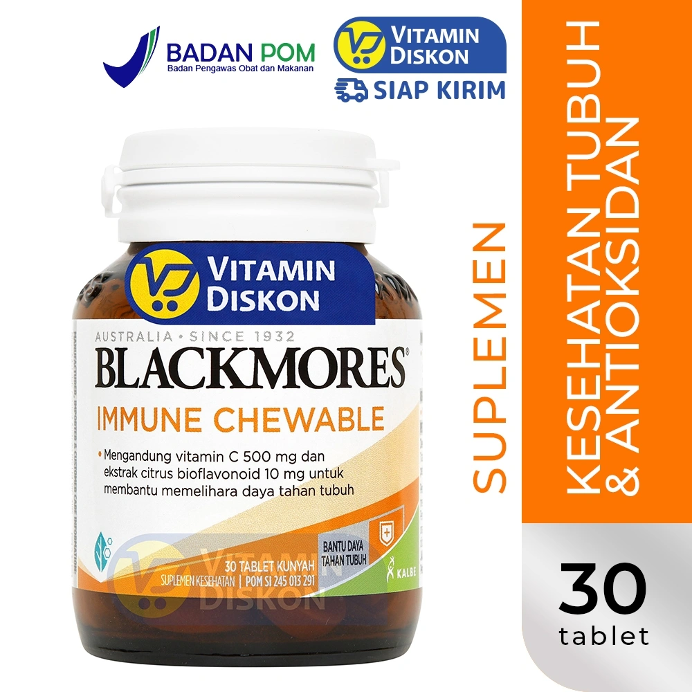 BLACKMORES IMMUNE CHEWABLE 30 TABLET | Vitamin C Tablet Kunyah, Daya Tahan Tubuh, Kekebalan Tubuh, Imunitas, Antioksidan