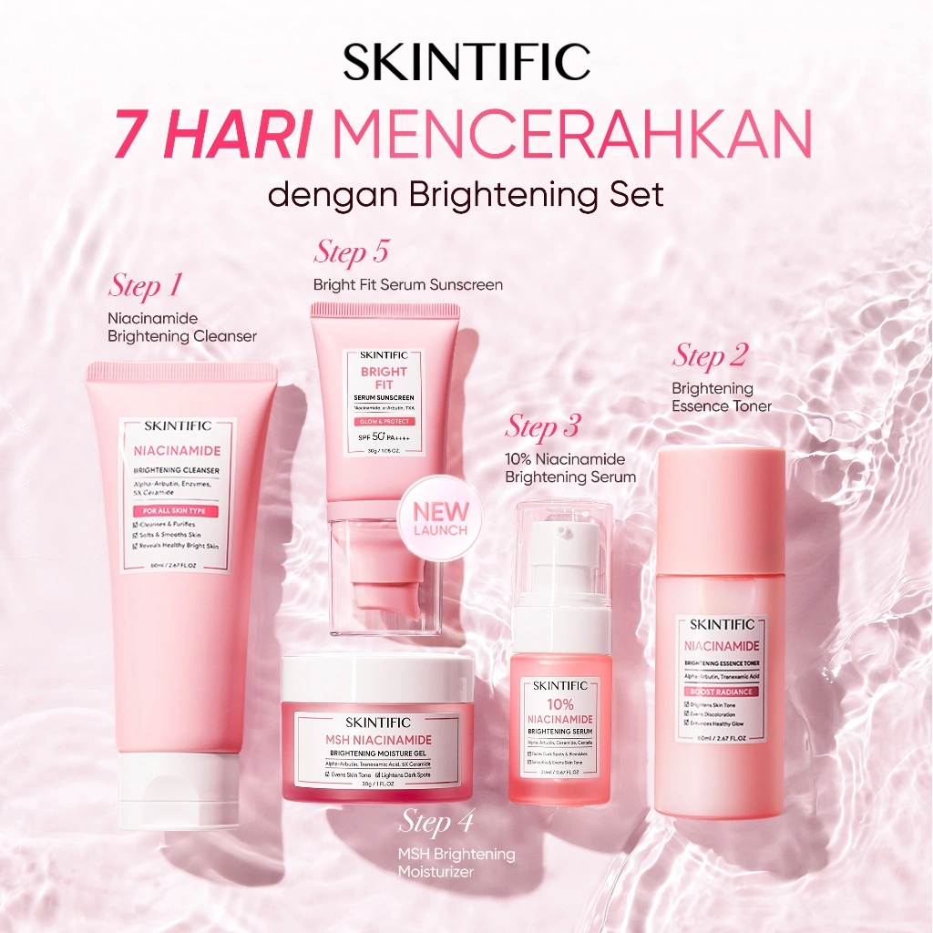 [14 Hari Mencerahkan] SKINTIFIC Glowing Renew Series All in MSH Niacinamide Moisturizer / Niacinamide Serum / Clay Mask / BrighteningToner Mencerahkan Melembabkan Kulit skin skincare Daily 3PCS Whitening 2PCS Set Paket
