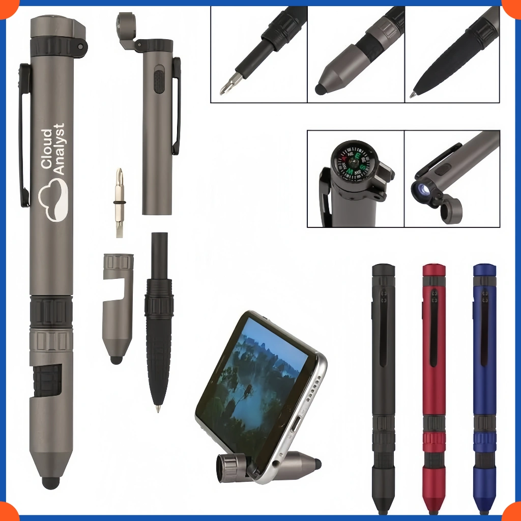 COD 6-in-1Fungsi Dalam Satu Alat Multifungsi Pulpen Alat Tulis Universal Untuk Luar Ruangan Bisa Menulis Teks Bisa Digunakan Sebagai Senter Obeng Kompas Dudukan Ponsel Bisa Digunakan Sebagai Stylus Ponsel Multifungsi Alat Peraga Luar Ruangan Yang Berguna