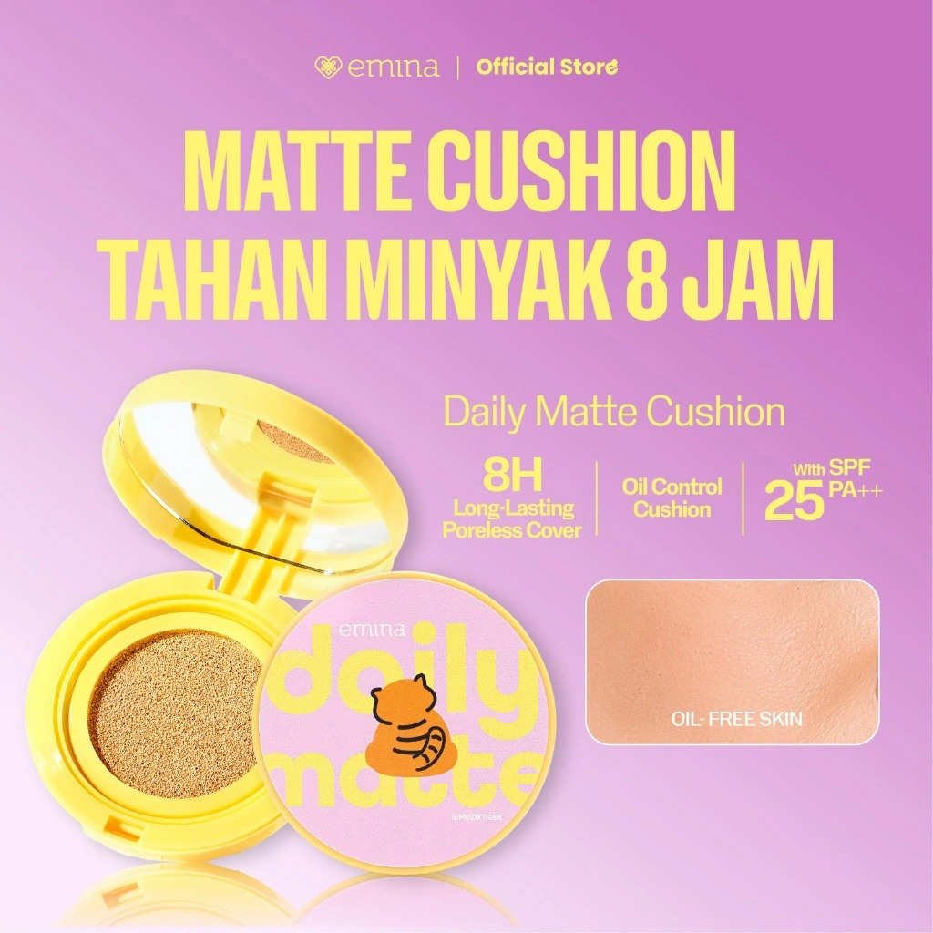 Emina Daily Matte Cushion 15g - Cushion Healthy Matte Oil Control Lasting 8 Jam, Anti Kering