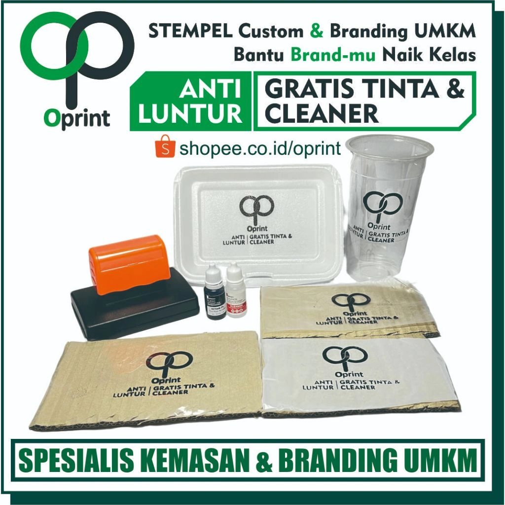 Stempel Kemasan - Stempel Plastik Permanen Waterproof - Stempel Cup Gelas Sablon Manual