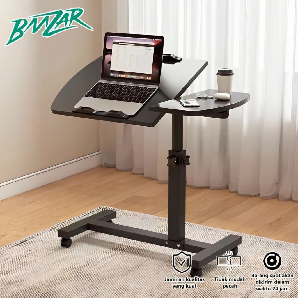 BMZAR Meja Laptop Adjustable Meja Kerja Portable Meja Laptop Lesehan Meja Komputer Meja Adjustable Meja Rias Meja Minimalis Meja Serbaguna Meja Kecil Meja Belajar Dengan 4 Roda Rem