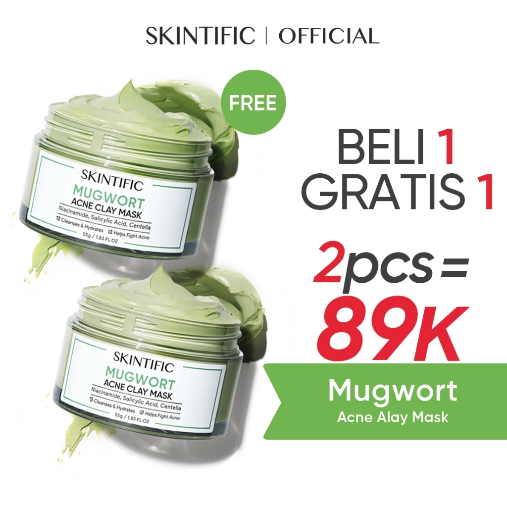 [SKINTIFIC AUTHORIZED] Skintific Mud Mask Clay Mask Green Tea Mugwort Pore Wash Off Pack 55g  Anti Pores & Acne Clay Mask masker komedo SKINTIFIC Alaska Volcano Clay Pore Detox Clay Stick